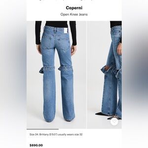 Coperni Open Knee Blue Flare Jeans New without tags